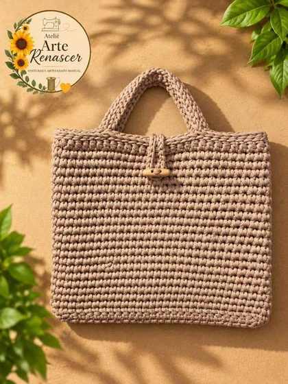 Bolsa bege de crochê