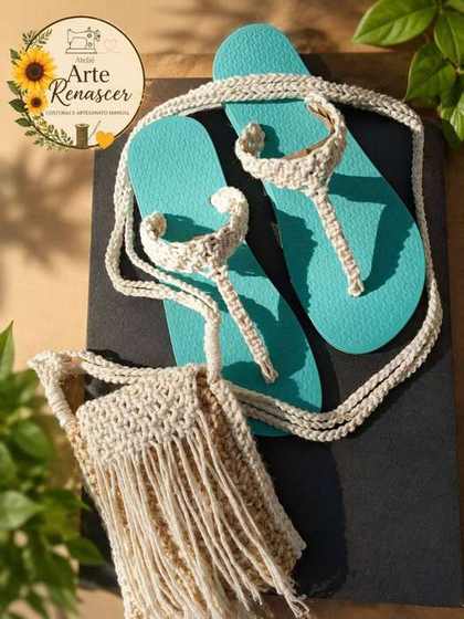 Conjunto turquesa artesanal