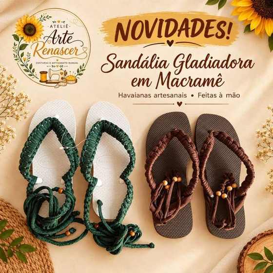 Sandália gladiadora em macramê